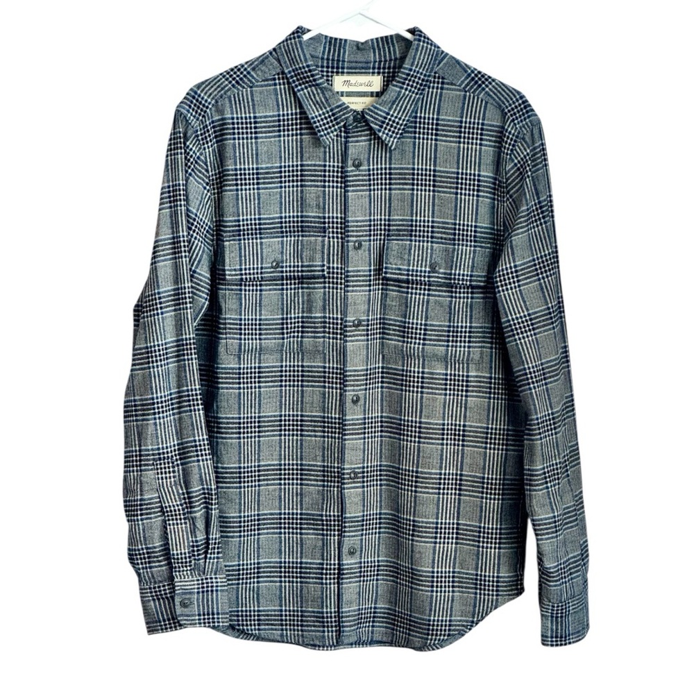 Madewell Men's Perfect Fit Checkered Button-down Long Sleeve Shirt, Size Medium